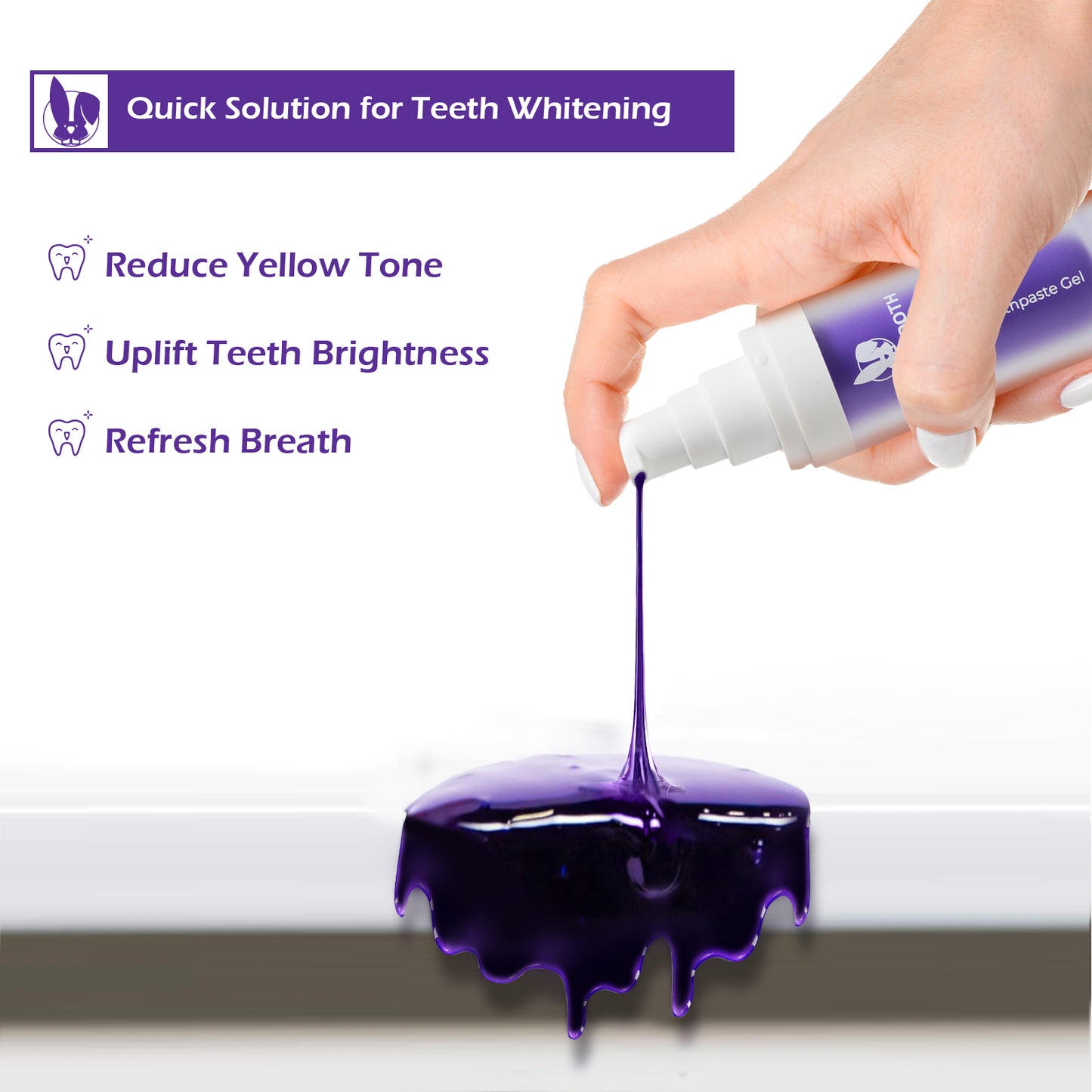 RABBiTOOTH V34 Purple Toothpaste for Teeth Whitening, Whitening Gel, 30ML