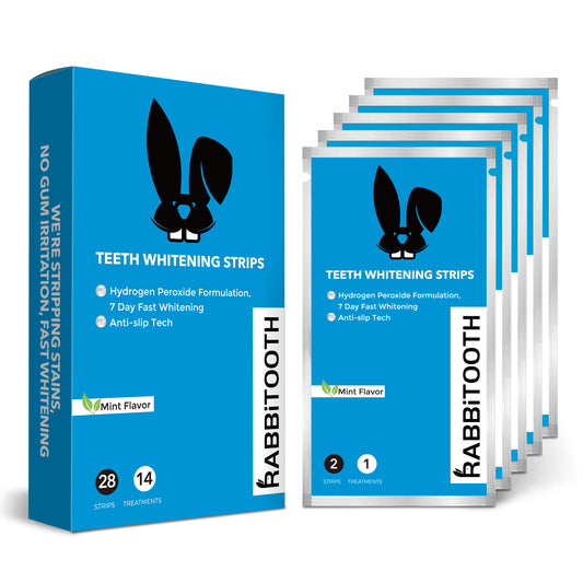 RABBiTOOTH Teeth Whitening Strips, 6% Hydrogen Peroxide, 7 Day Fast Whitening, 14 Treatments with 28 Strips